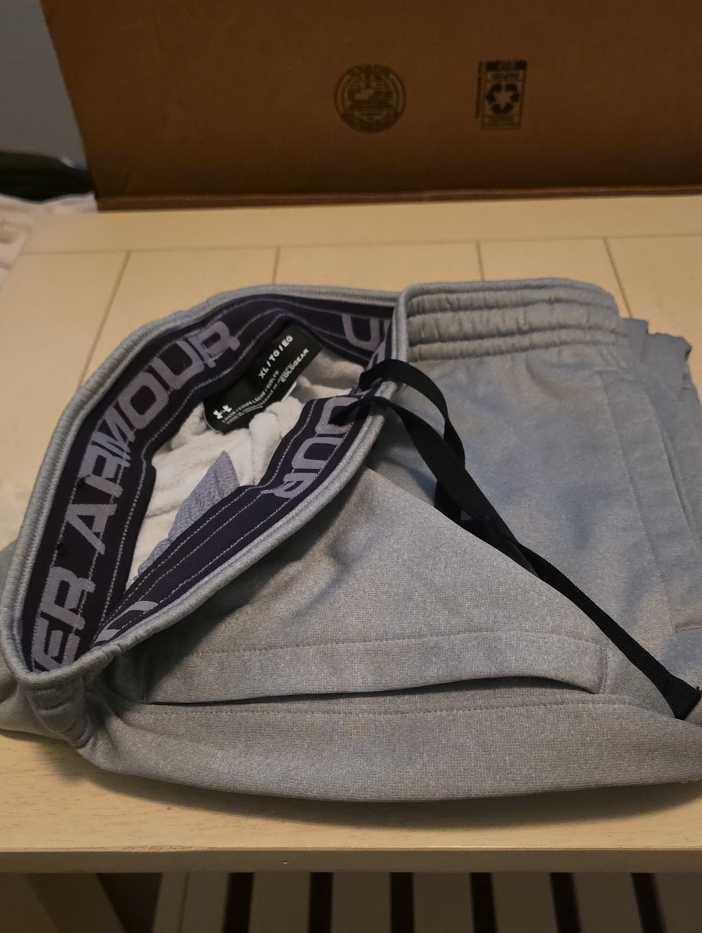 Under Armour Mens Light Gray Jogger Sweatpants with Branded Waistband